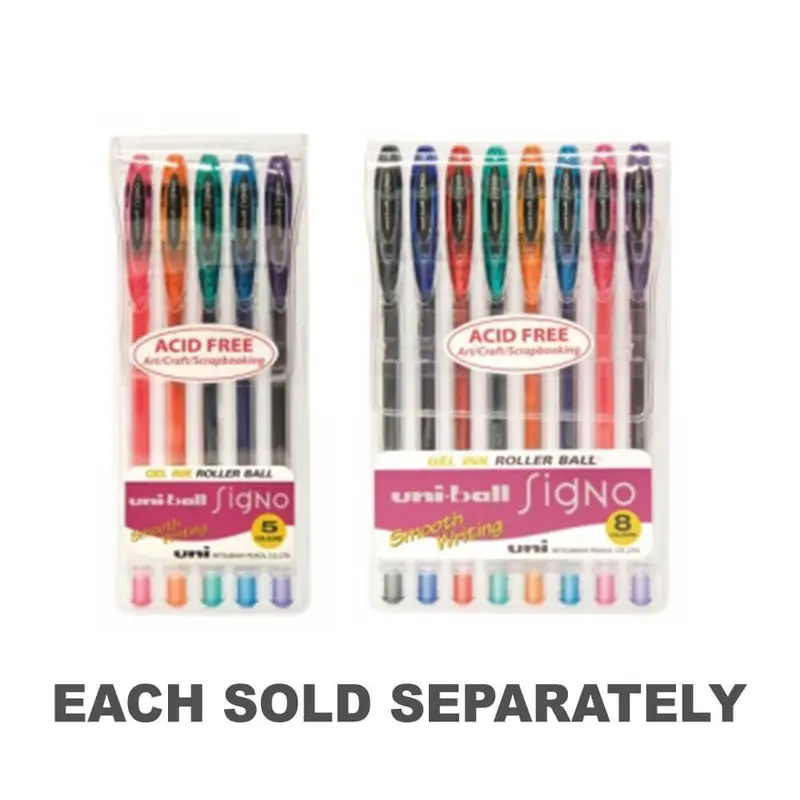Uni-Ball Signo Fine Gel Pen Assorted ColorWallet of 5