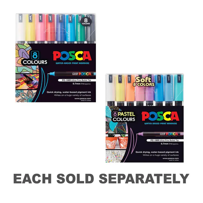 Uni Posca Extra Fine Tip Paint Marker (8pk)Normal Colours