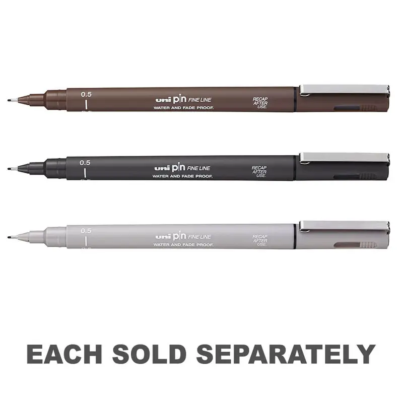 Uni-Ball Pin Fineliner Pen 0.5mm (Box of 12)Dark Grey