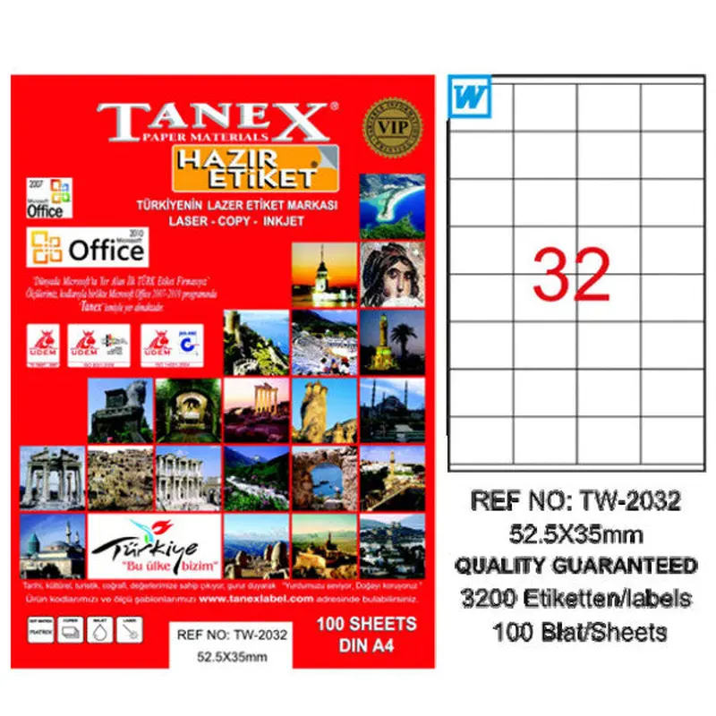 Tanex Laser Label 100 sheets52.5x35 Laser-Copy-Inkjet TW-2032